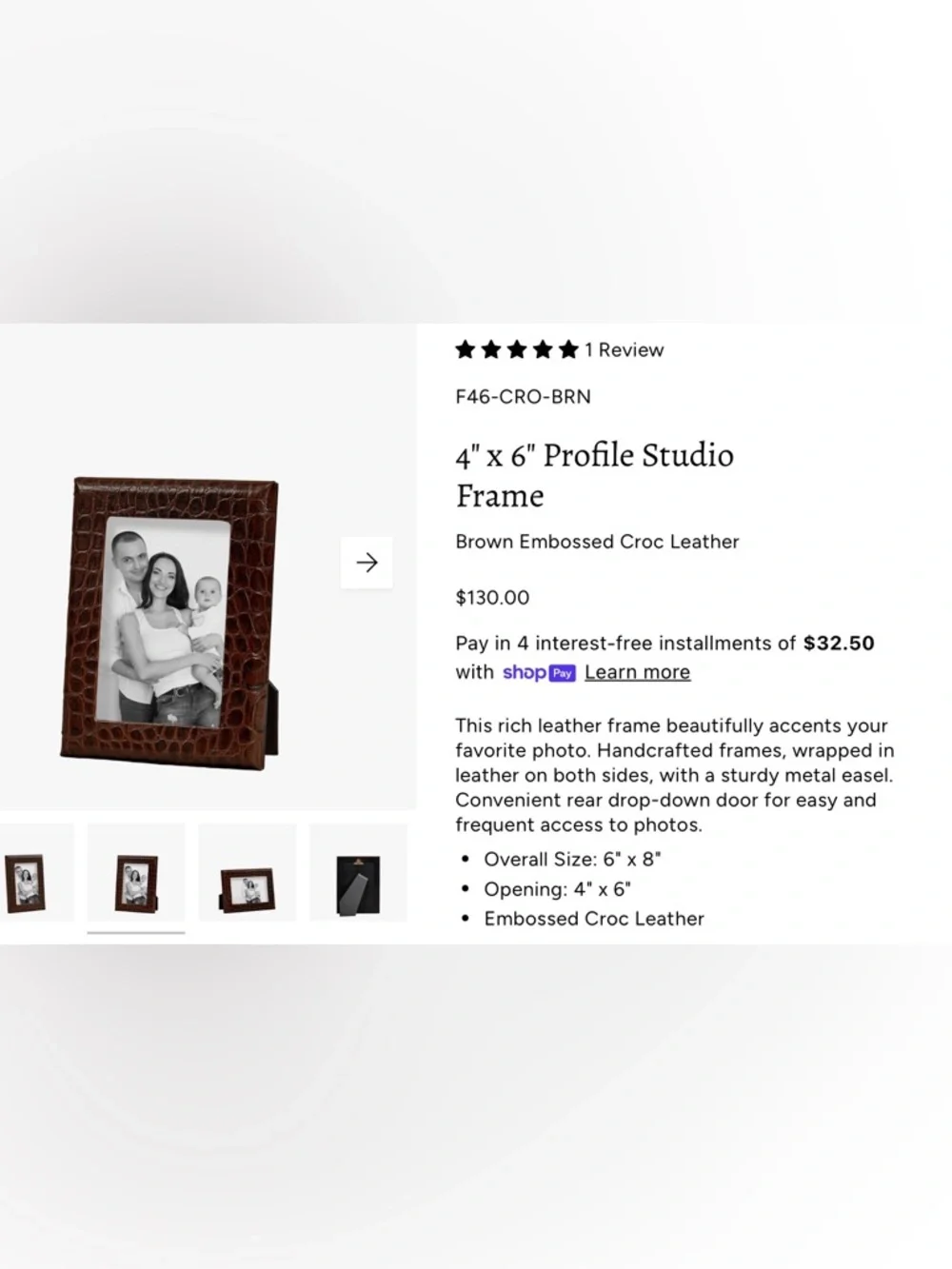 GRAPHIC IMAGE 4x6 brown crocodile embossed photo frame